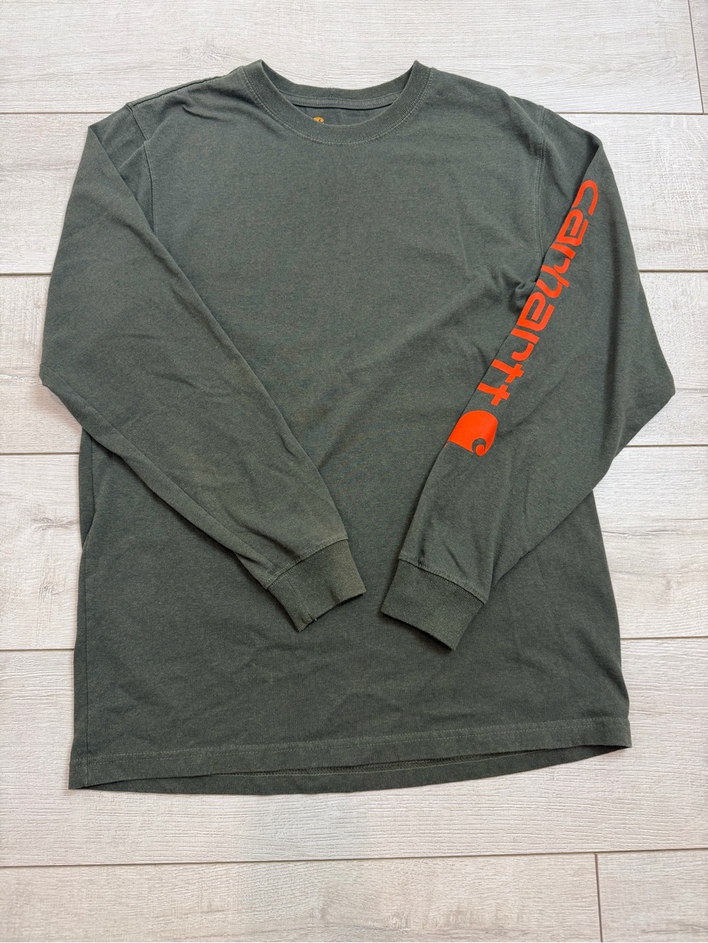 Carhartt Original Fit Long Sleeve Graphic Logo T-Shirt Olive Green Men’s Medium